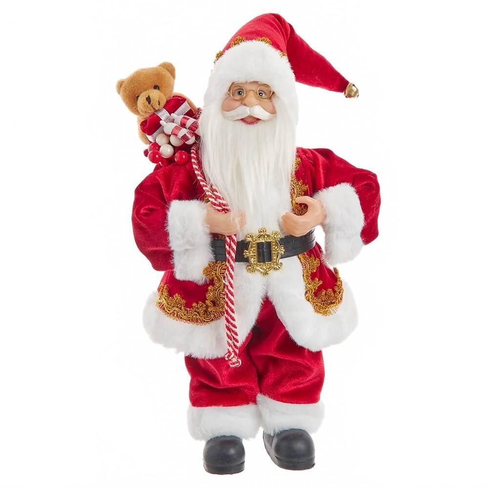 NEW KURT S. ADLER standing christmas santa with sack 12" in red